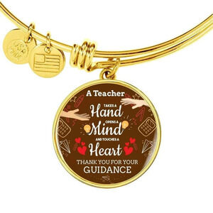 A Teacher Takes A Hand Bracelet Personalized Engraved Gold Circle Bangle Brac